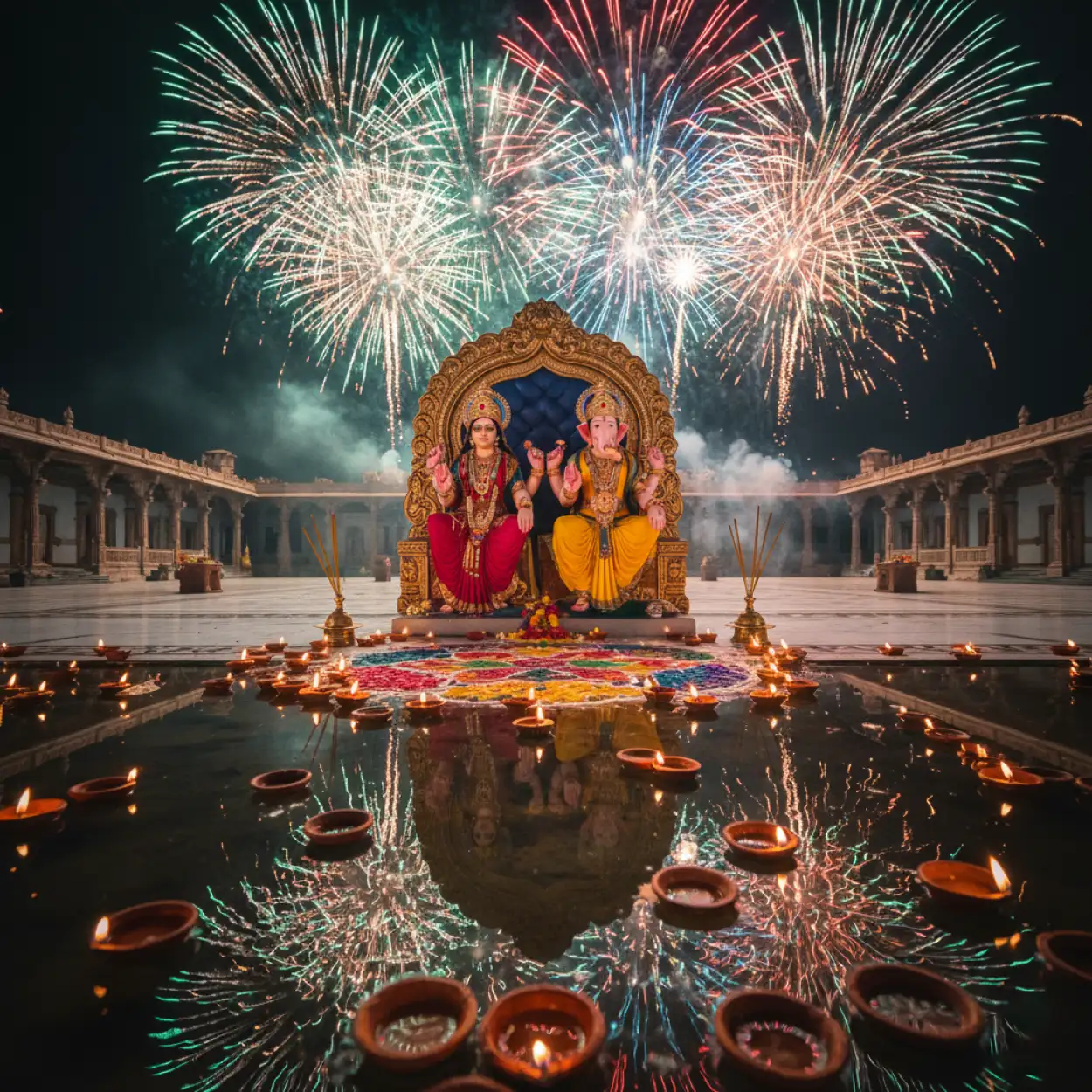 Diwali Background With Oil Lamps On Dark Blue Background - Royalty Free Diwali Background Image | Pngmagic Free Download Diwali Background With Oil Lamps On Dark Blue Background - High Quality Diwali Background Background