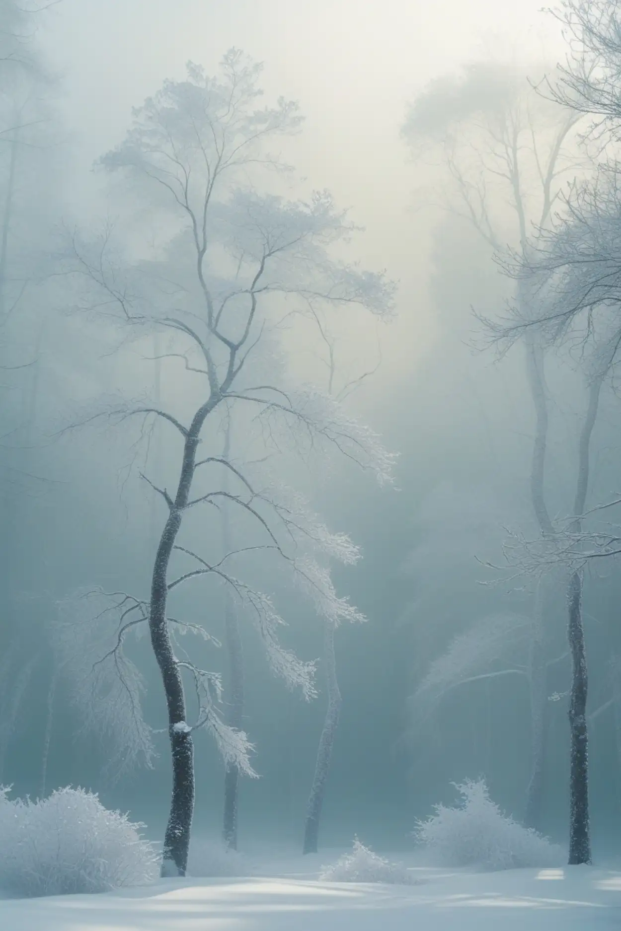 dreamy foggy woods background nature