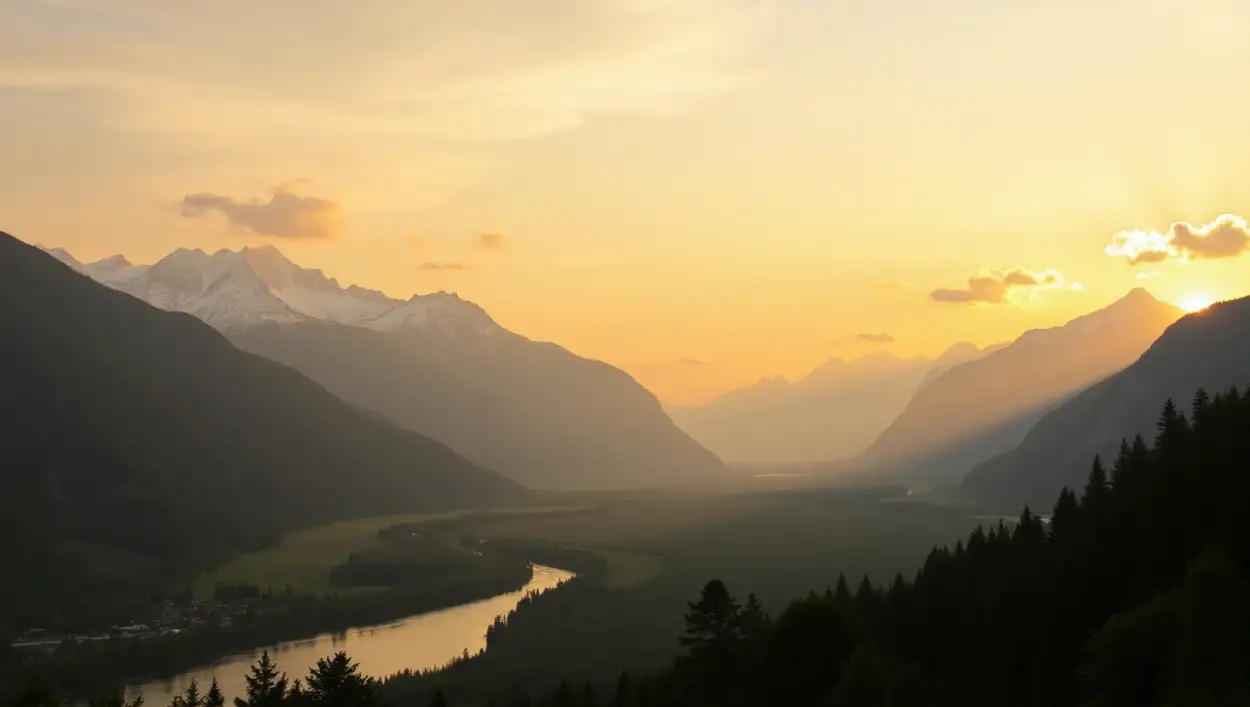 dreamy valley background with wildflowers