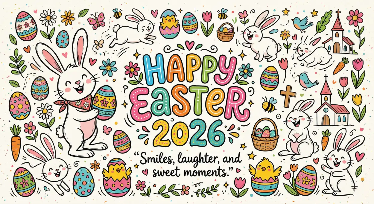 Free Download Easter 2026 Coloring Page Messages - High Quality Happy Easter 2026 Image