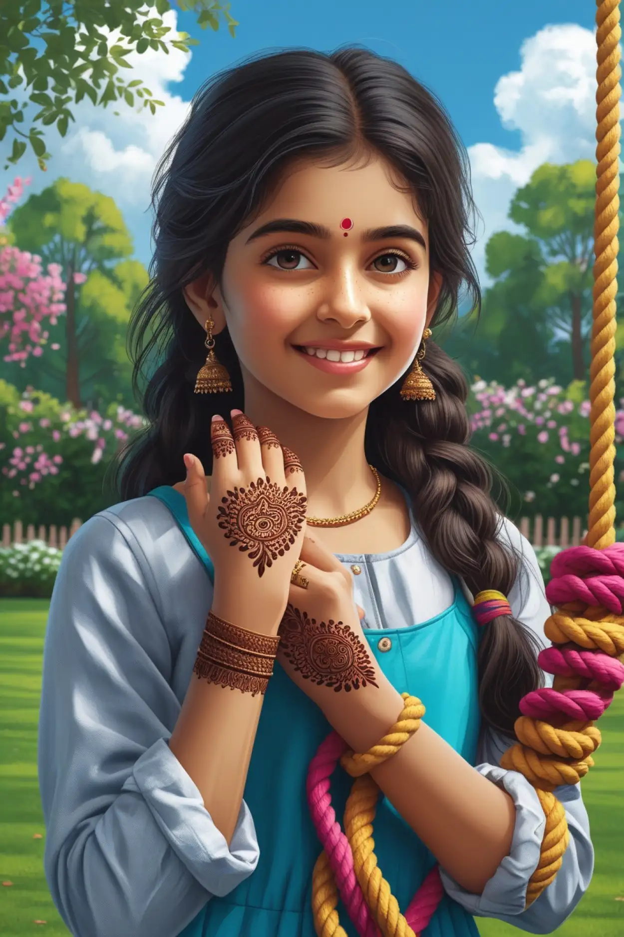 easy latest teej mehndi design 2025 step by step