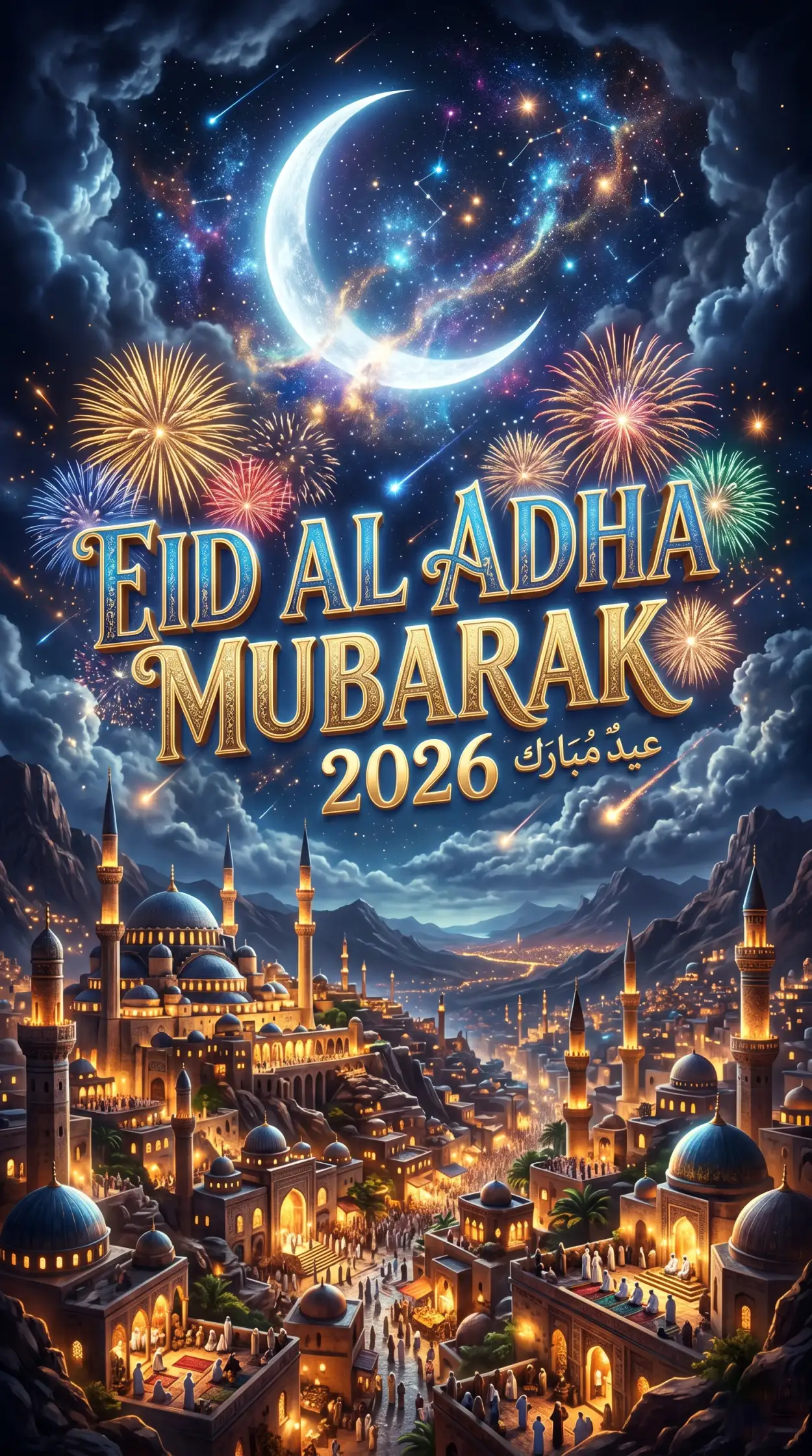 Free Download Eid Al Adha 2026 Wishes Greeting Card - High Quality Eid Al Adha Greeting Card 2026 Image