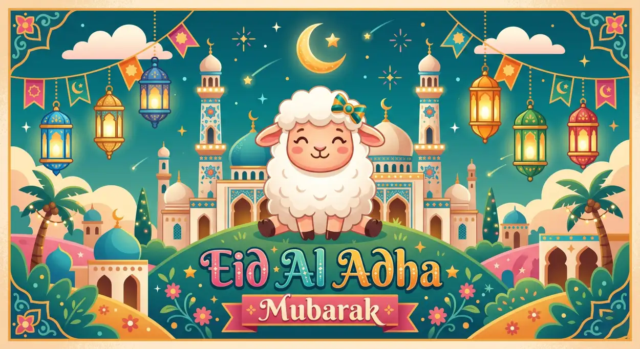 Free Download Eid Al Adha Festive Post Template For Instagram 2026 - High Quality Eid Al Adha Greeting Card 2026 Image
