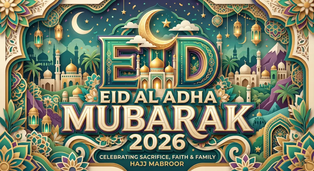 Free Download Eid Al Adha Greeting Card Ai Generated Design 2026 - High Quality Eid Al Adha Greeting Card 2026 Image