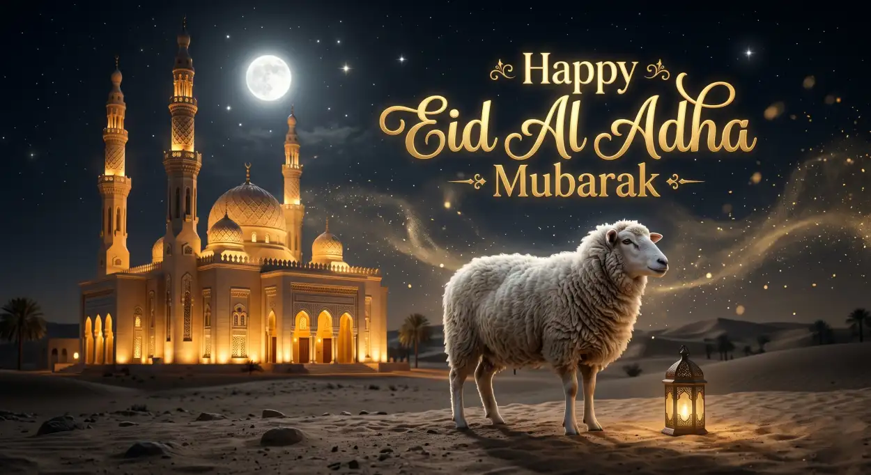 Free Download Eid Al Adha Greeting Card Creative Artwork 2026 - High Quality Eid Al Adha Greeting Card 2026 Image