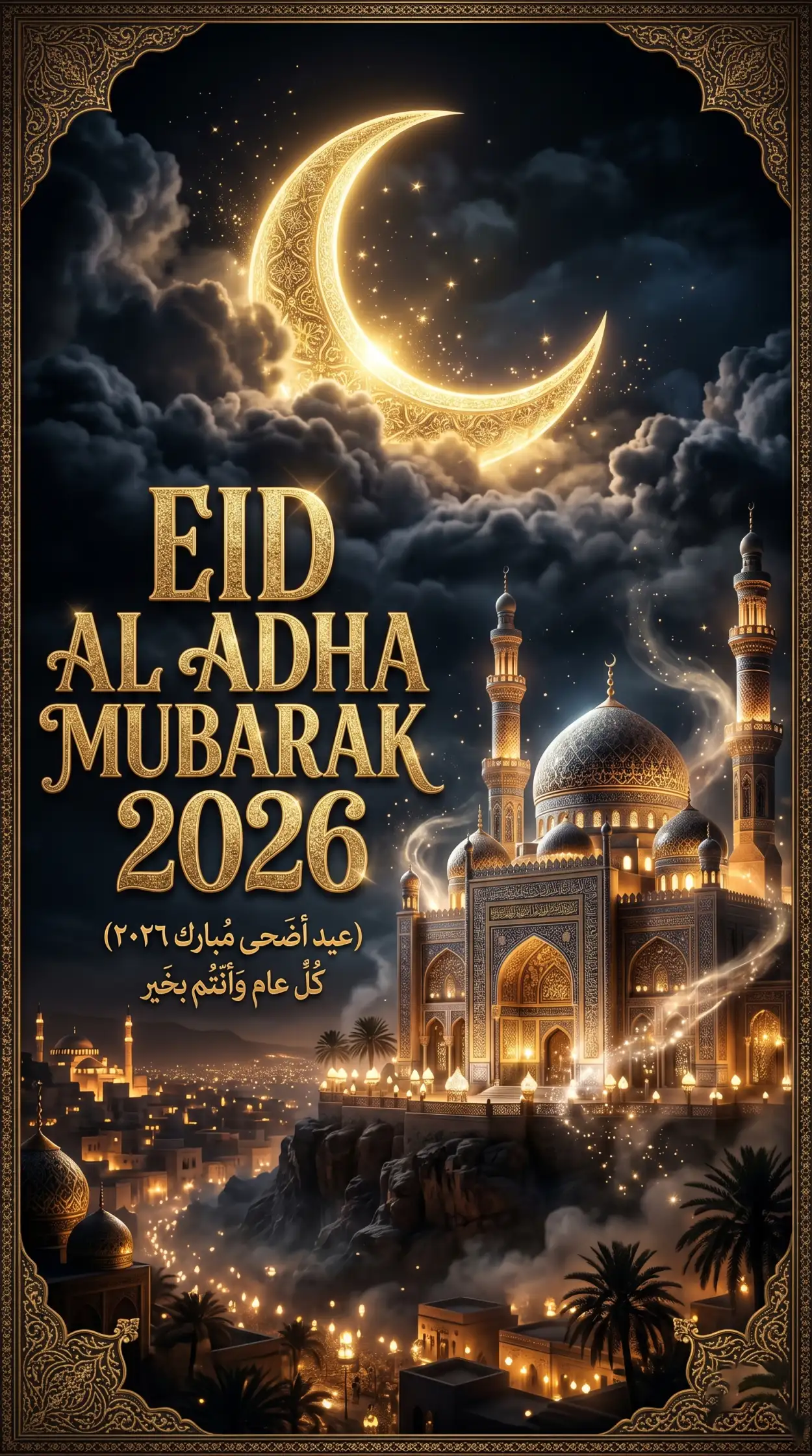 Free Download Eid Al Adha Greeting Card Editable 2026 - High Quality Eid Al Adha Greeting Card 2026 Image