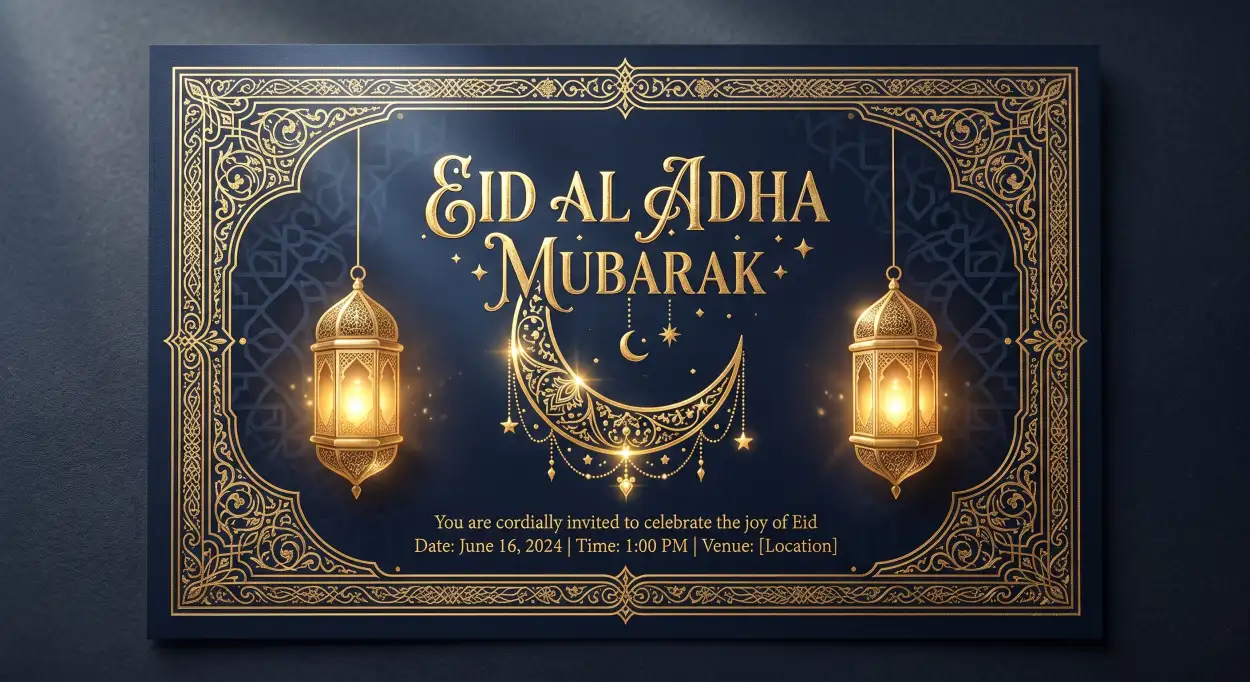 Free Download Eid Al Adha Greeting Card Greeting Template 2026 - High Quality Eid Al Adha Greeting Card 2026 Image