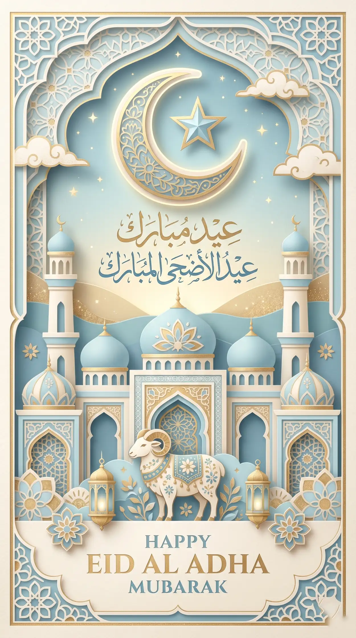 Free Download Eid Al Adha Greeting Card Islamic Pattern 2026 - High Quality Eid Al Adha Greeting Card 2026 Image