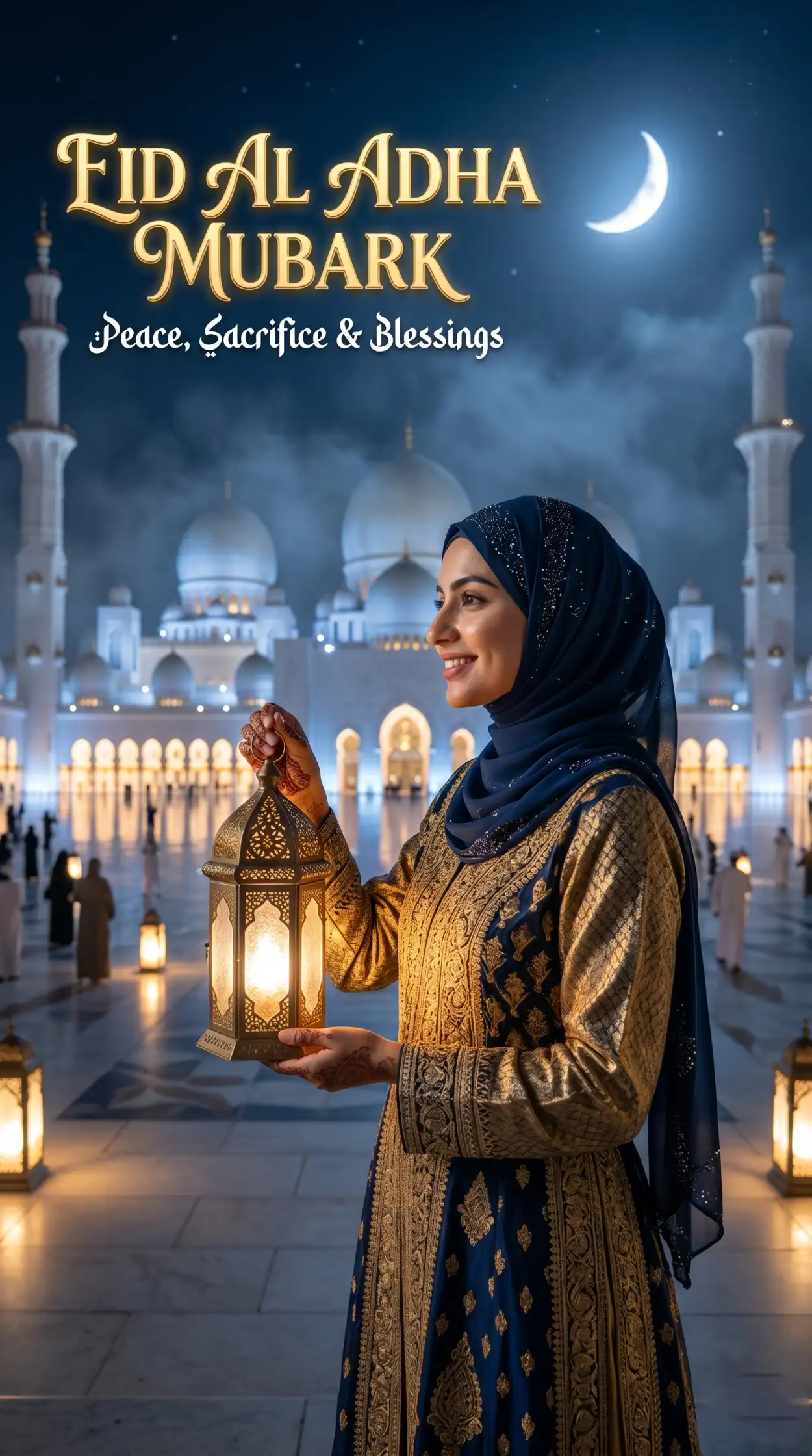Free Download Eid Al Adha Greeting Card Portrait Design 2026 - High Quality Eid Al Adha Greeting Card 2026 Image
