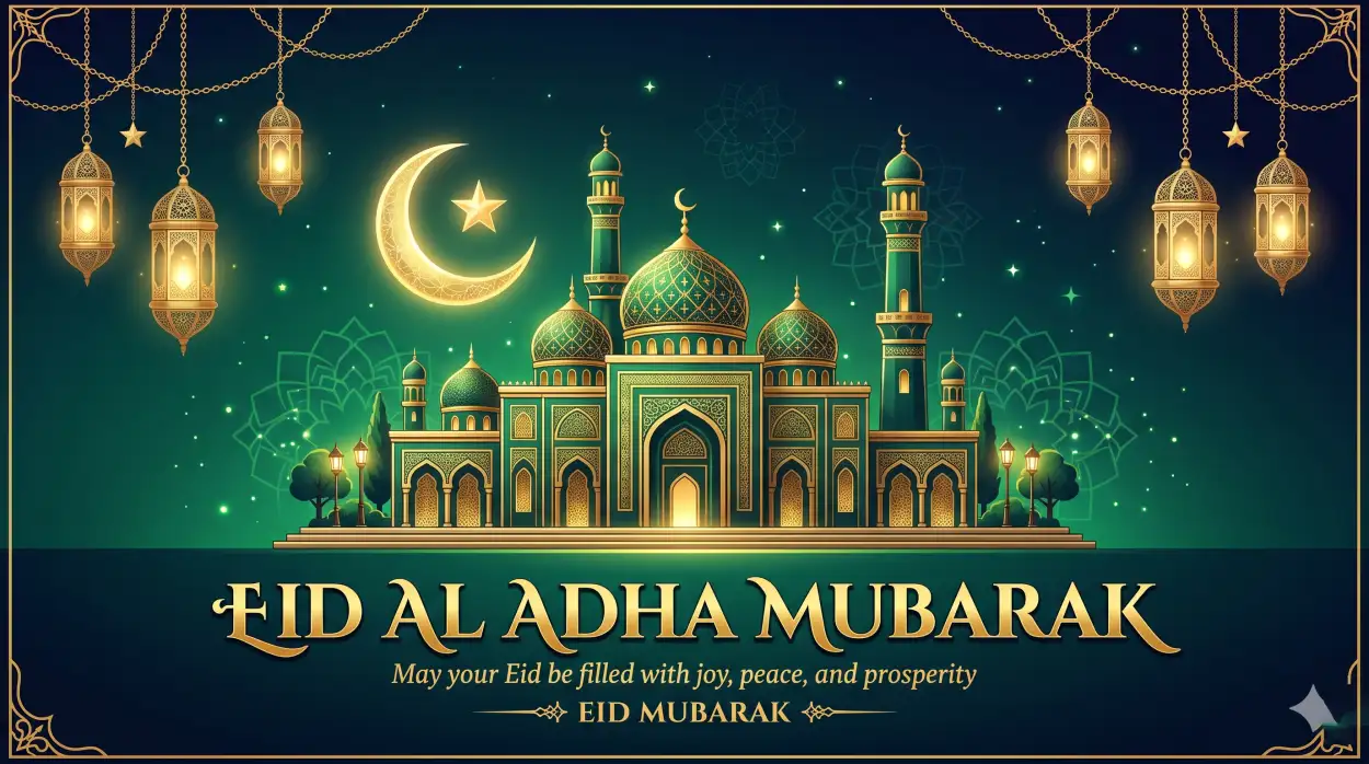 Free Download Eid Al Adha Greeting Card Premium Vector 2026 - High Quality Eid Al Adha Greeting Card 2026 Image