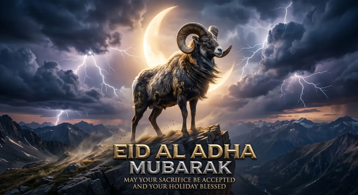 Free Download Eid Al Adha Greeting Card Qurbani Theme 2026 - High Quality Eid Al Adha Greeting Card 2026 Image