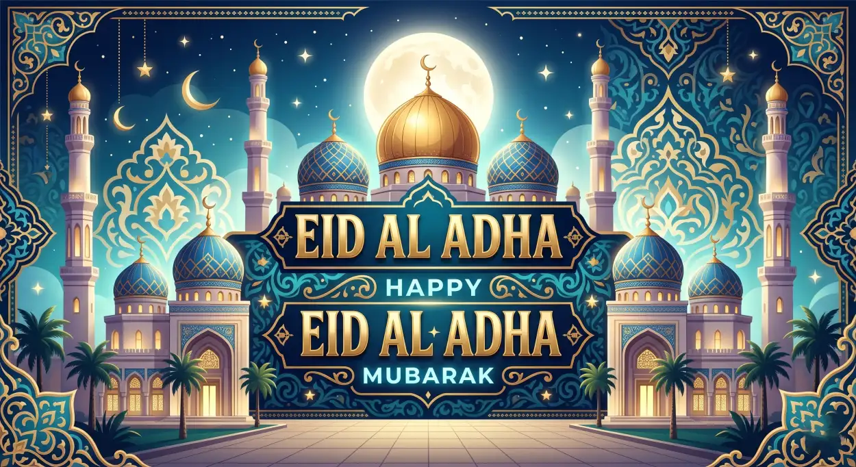 Free Download Eid Al Adha Greeting Card Stars Background 2026 - High Quality Eid Al Adha Greeting Card 2026 Background Image