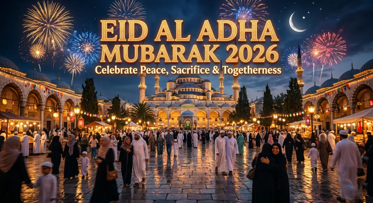 Free Download Eid Al Adha Greeting Card With Dua 2026 - High Quality Eid Al Adha Greeting Card 2026 Image
