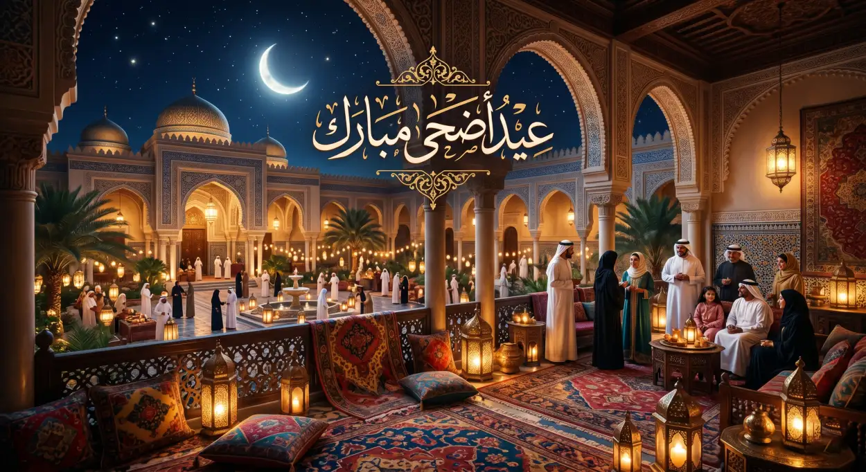 Free Download Eid Al Adha Mubarak 2026 Arabic Style Greeting Design - High Quality Eid Al Adha Mubarak 2026 Image