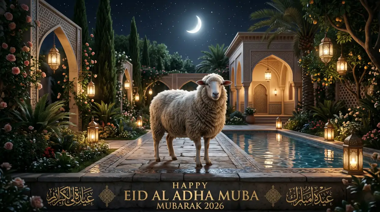 Free Download Eid Al Adha Mubarak 2026 Elegant Bakrid Greeting Image - High Quality Eid Al Adha Mubarak 2026 Image