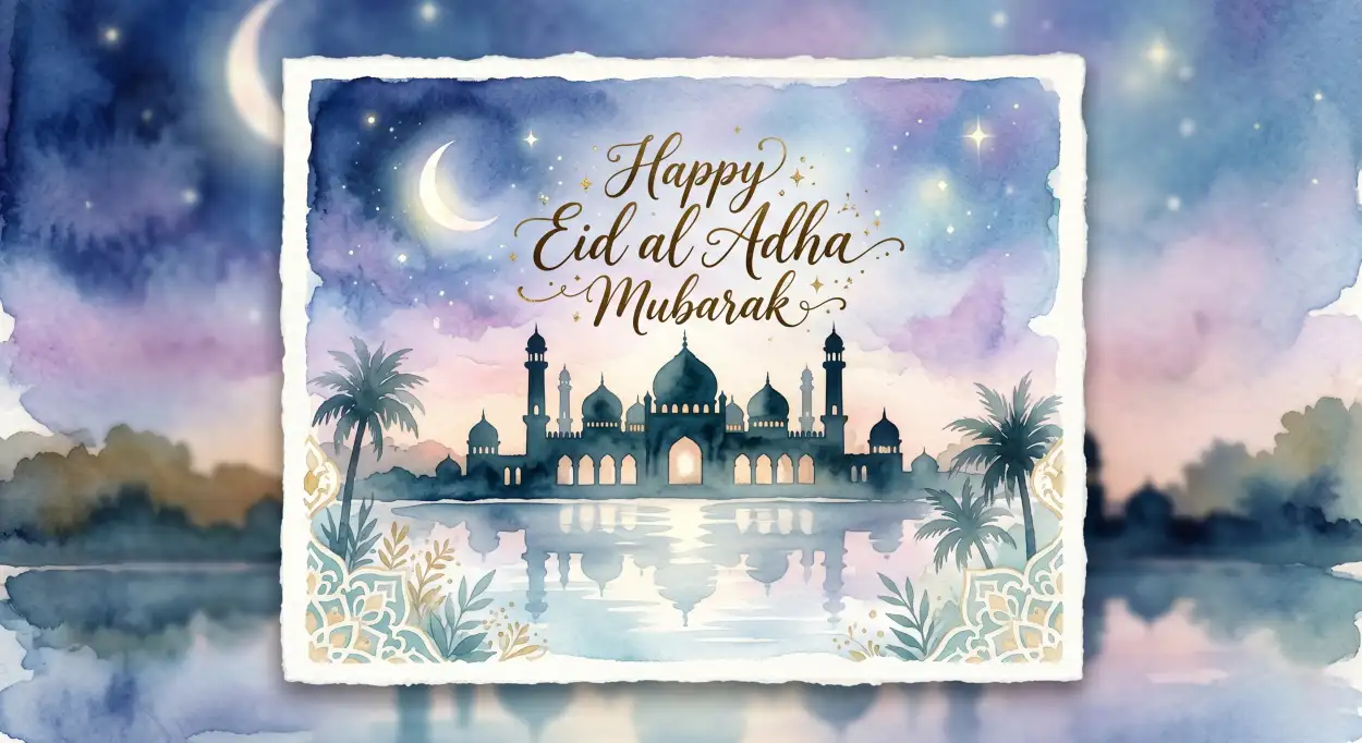 Free Download Eid Al Adha Mubarak 2026 Festive Islamic Card Template - High Quality Eid Al Adha Mubarak 2026 Image