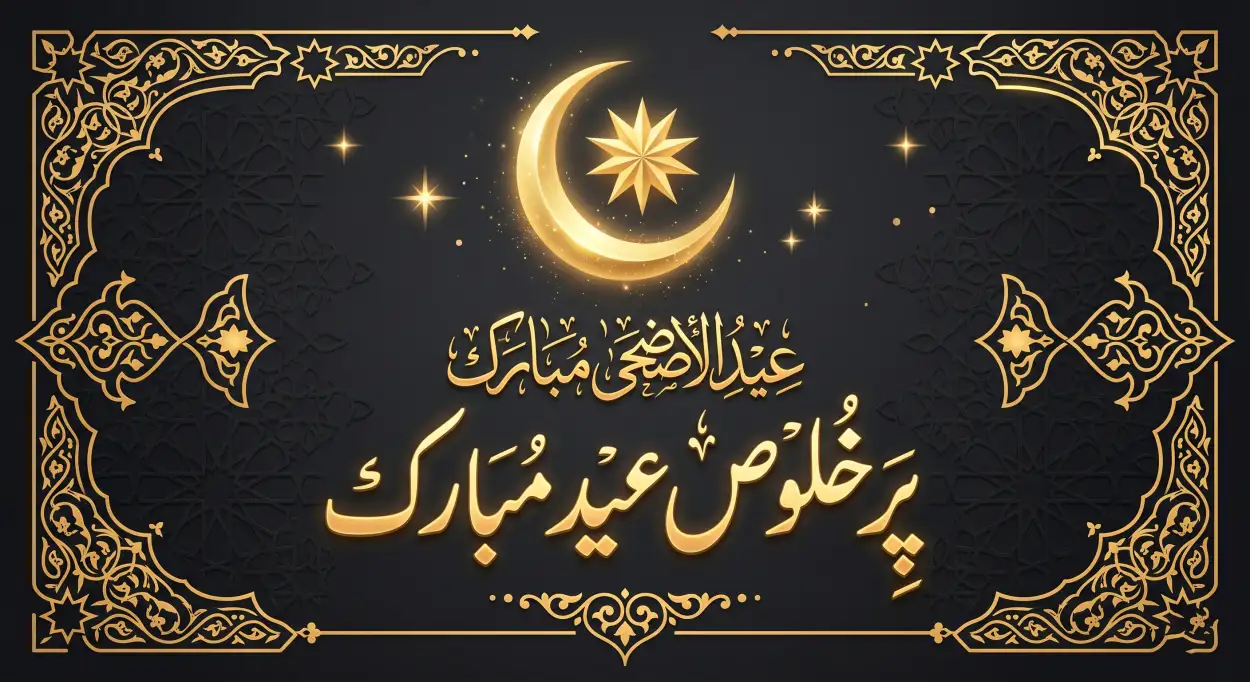 Free Download Eid Al Adha Mubarak 2026 Glowing Crescent Moon Background - High Quality Eid Al Adha Mubarak 2026 Background Image