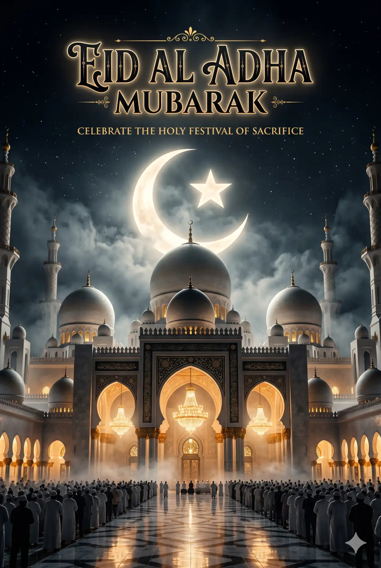 Free Download Eid Al Adha Mubarak 2026 Modern Islamic Art Background - High Quality Eid Al Adha Mubarak 2026 Background Image