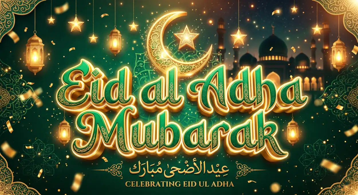Free Download Eid Al Adha Mubarak 2026 Modern Islamic Celebration Banner - High Quality Eid Al Adha Mubarak 2026 Image