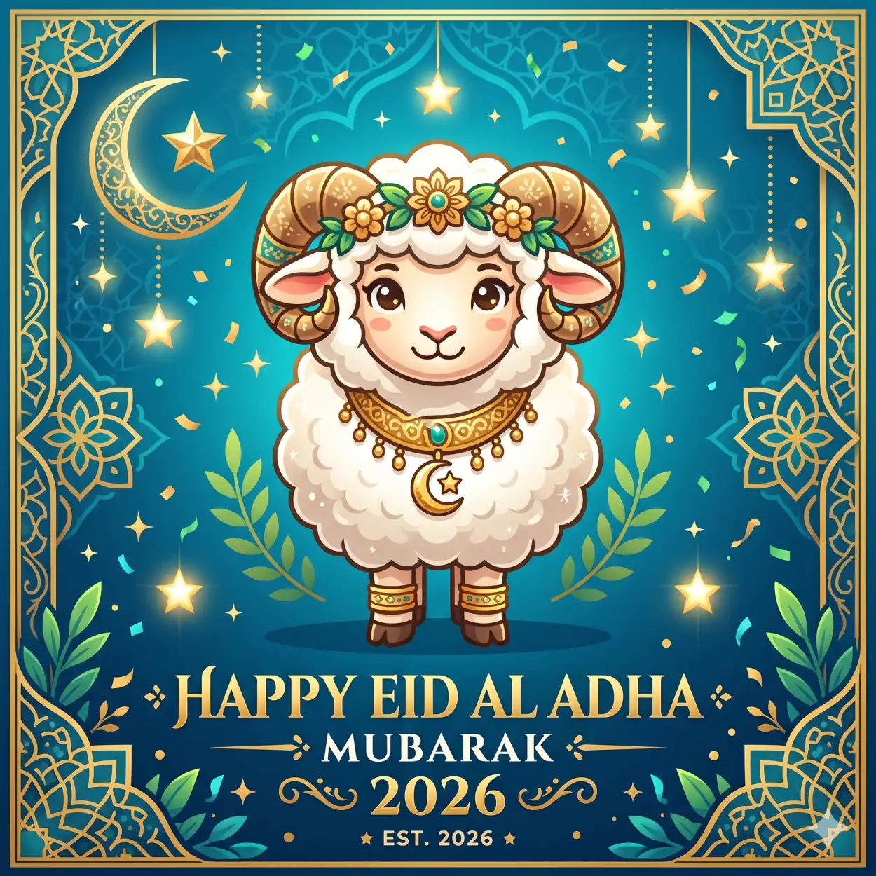 Free Download Eid Al Adha Mubarak 2026 Sheep Sacrifice Illustration - High Quality Eid Al Adha Mubarak 2026 Image