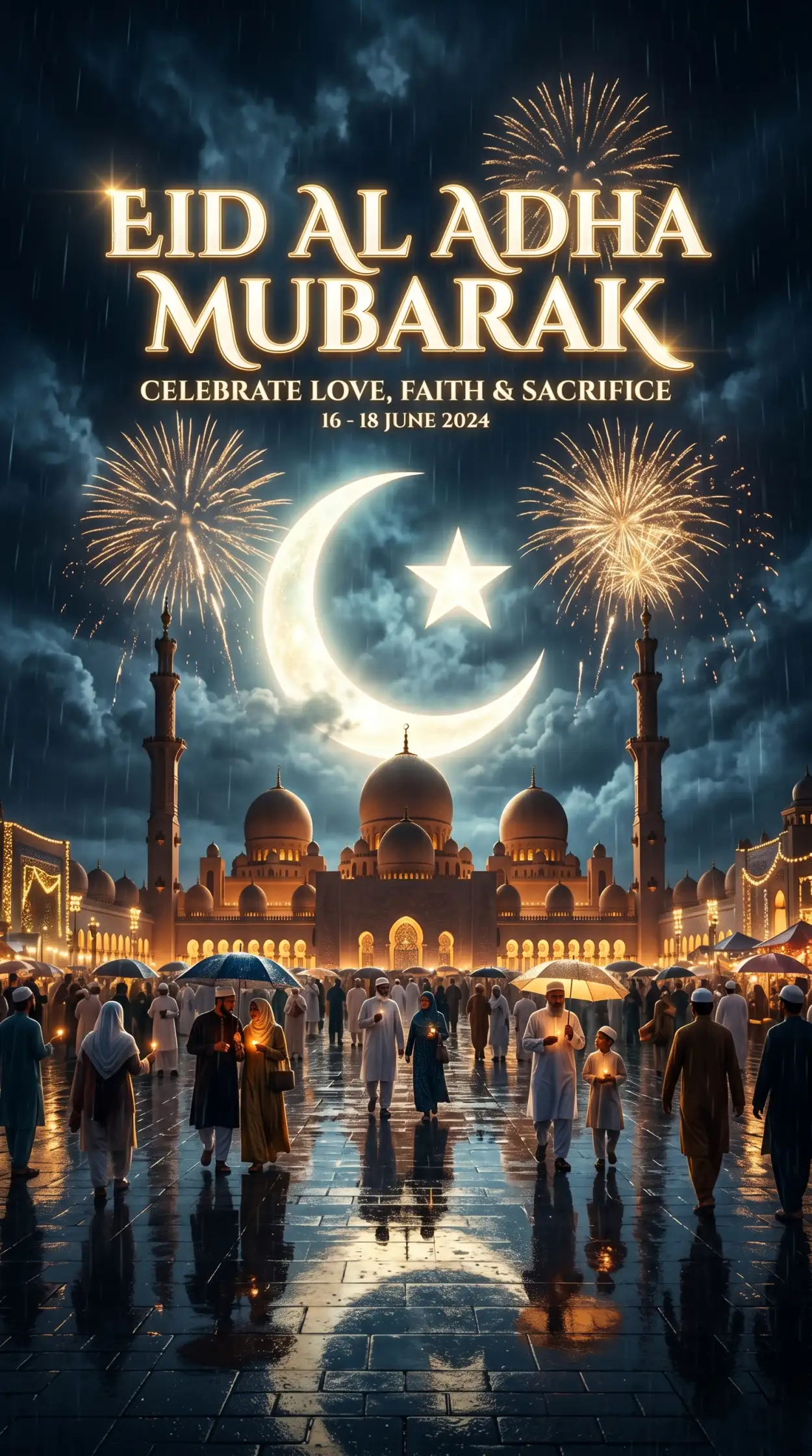 Free Download Eid Al Adha Mubarak Snapchat Story Card 2026 - High Quality Eid Al Adha Greeting Card 2026 Image