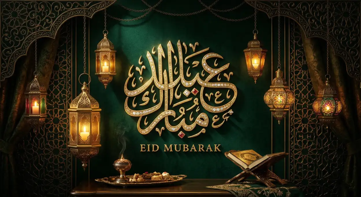 eid mubarak background light green