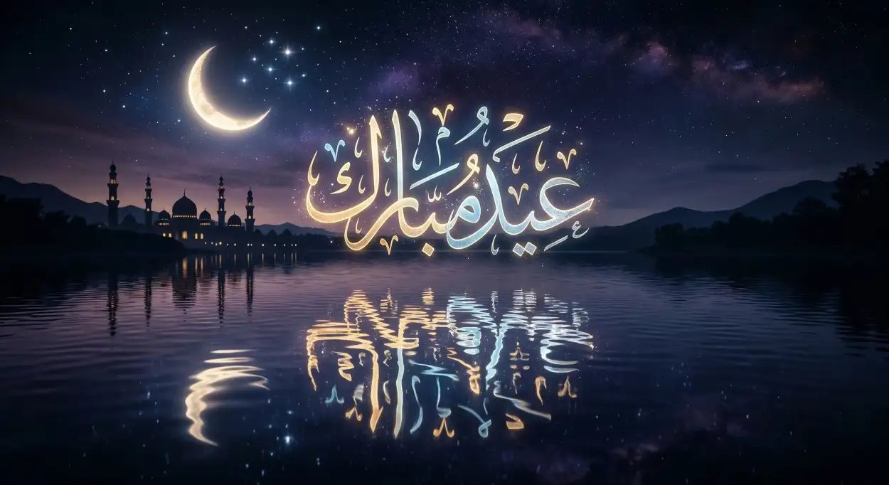 eid mubarak calligraphy png free