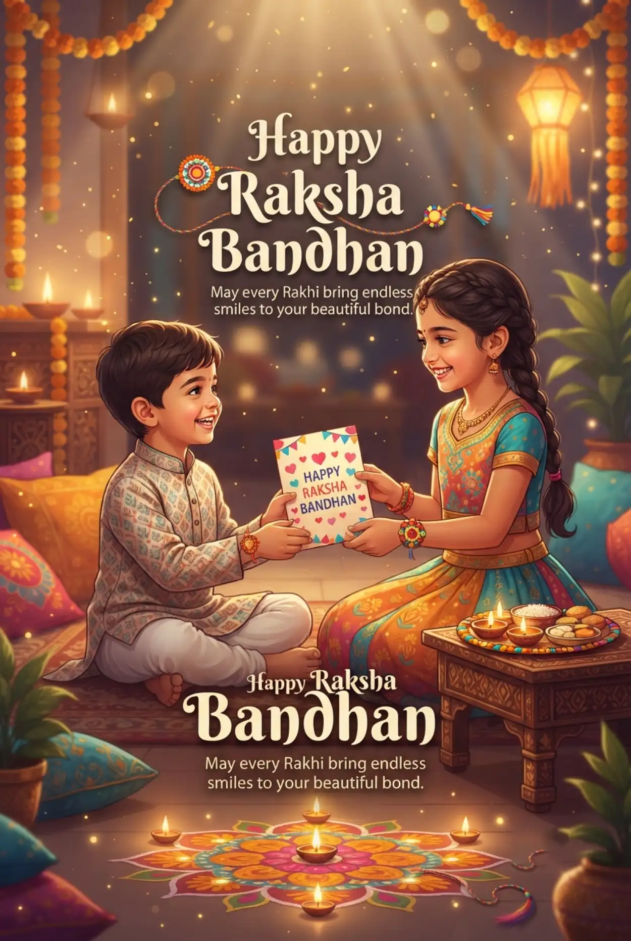 Free Download Emotional Rakhi Greetings For Little Brother - High Quality Happy Raksha Bandhan Wishes For Children Image