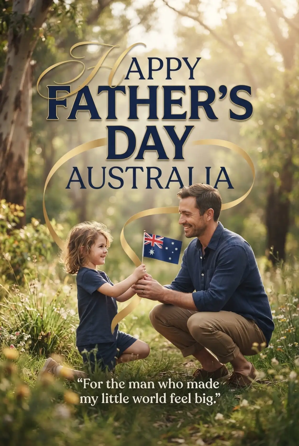 Free Download Fathers Day Australia Greeting With Australia Flag 2026 - High Quality Fathers Day Australia 2026 Image