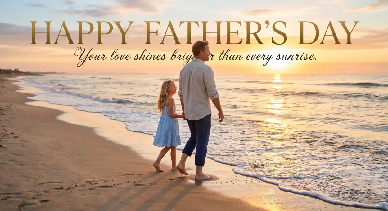 Free Download Fathers Day Greeting Card With Father And Daughter - High Quality Happy Fathers Day Greeting Card Image