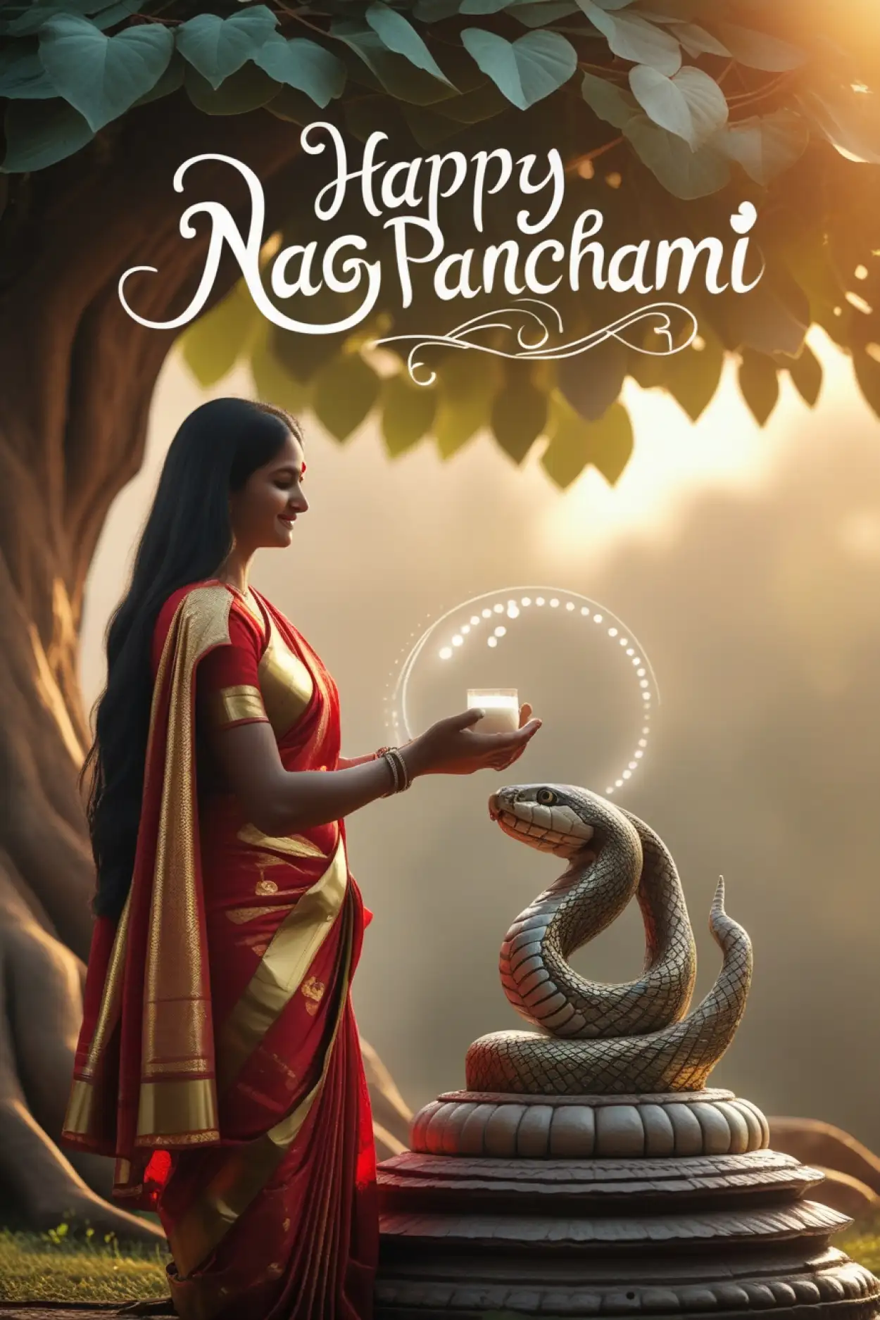 Female worship Nag Panchami celebration image