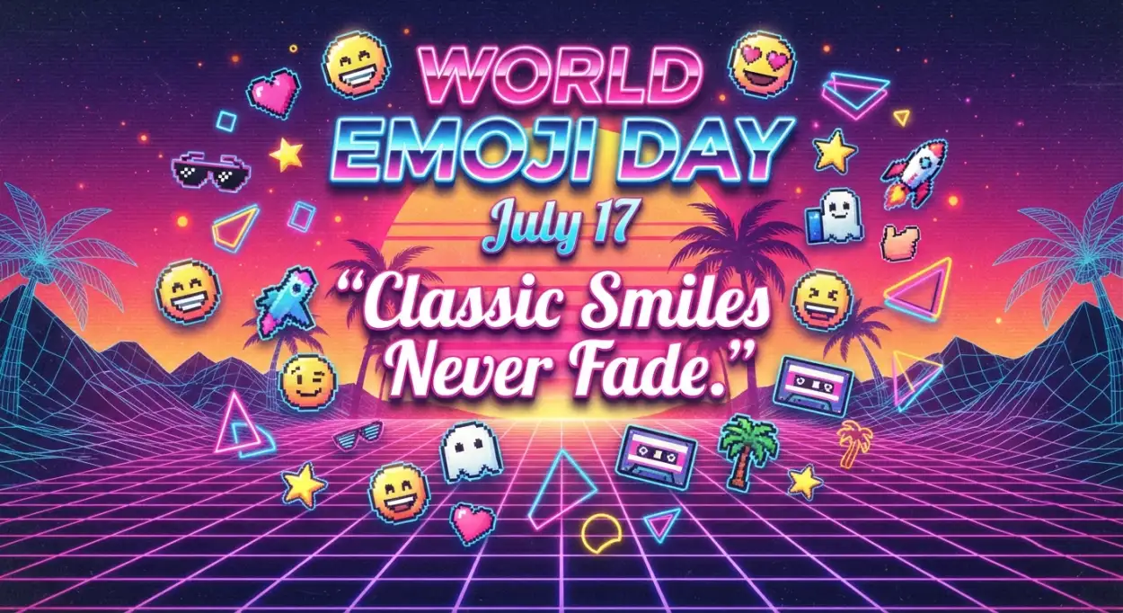 Free Download Flat Style Emoji Day Poster - High Quality World Emoji Day Poster 2026 Image