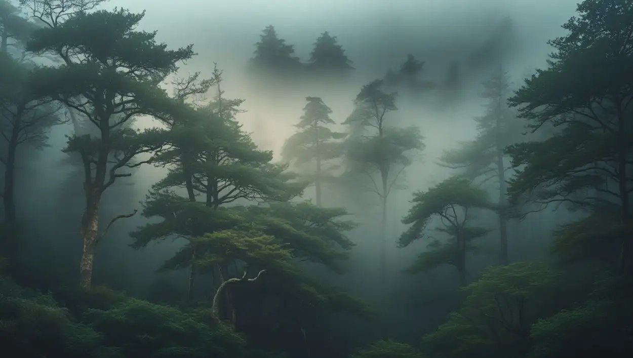 foggy forest background for video overlay