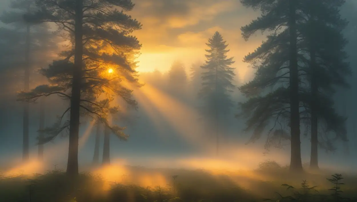 foggy forest landscape background for desktop