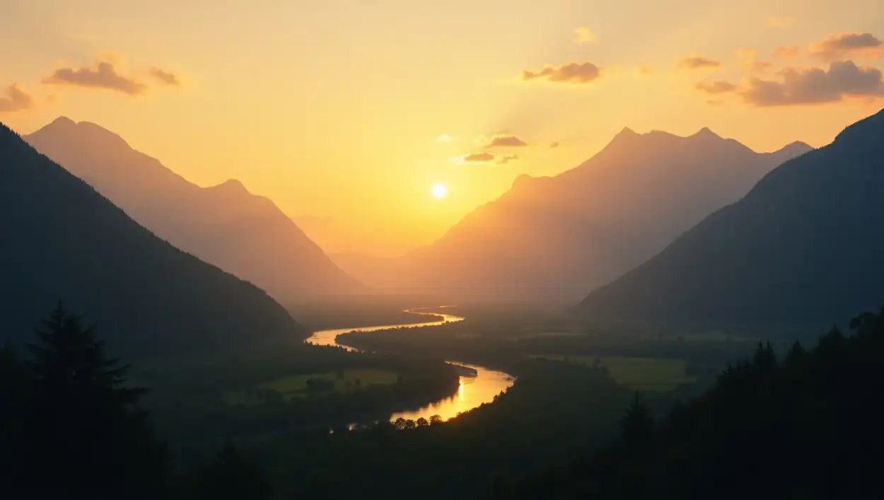 foggy valley forest background for posters