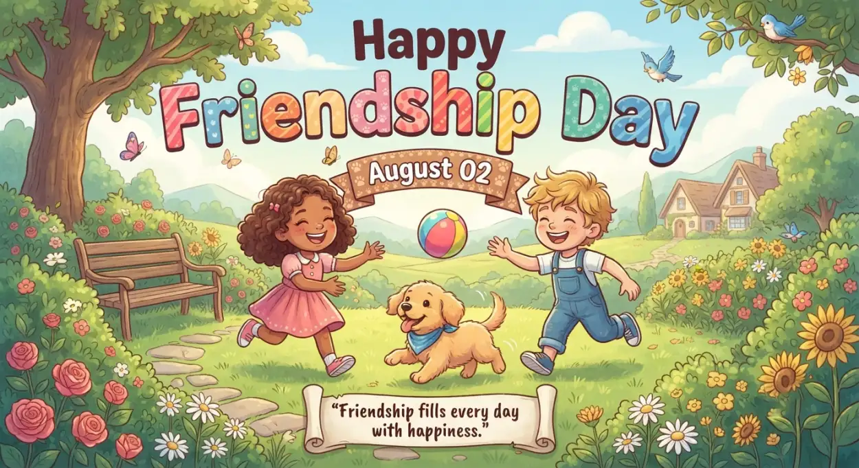 Free Download Friendship Day 2026 Cute Cartoon Friends - High Quality Happy Friendship Day 2026 Image