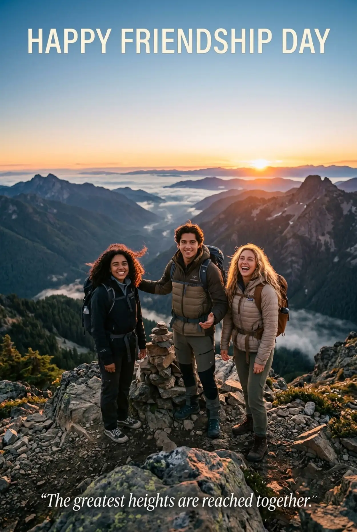Free Download Friendship Day 2026 Sunset Friends - High Quality Happy Friendship Day 2026 Image