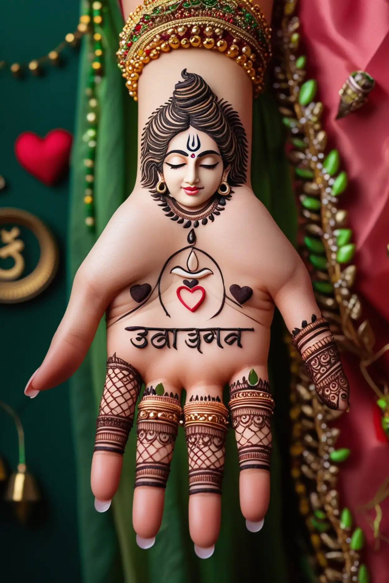 front and back hand mehndi for sawan