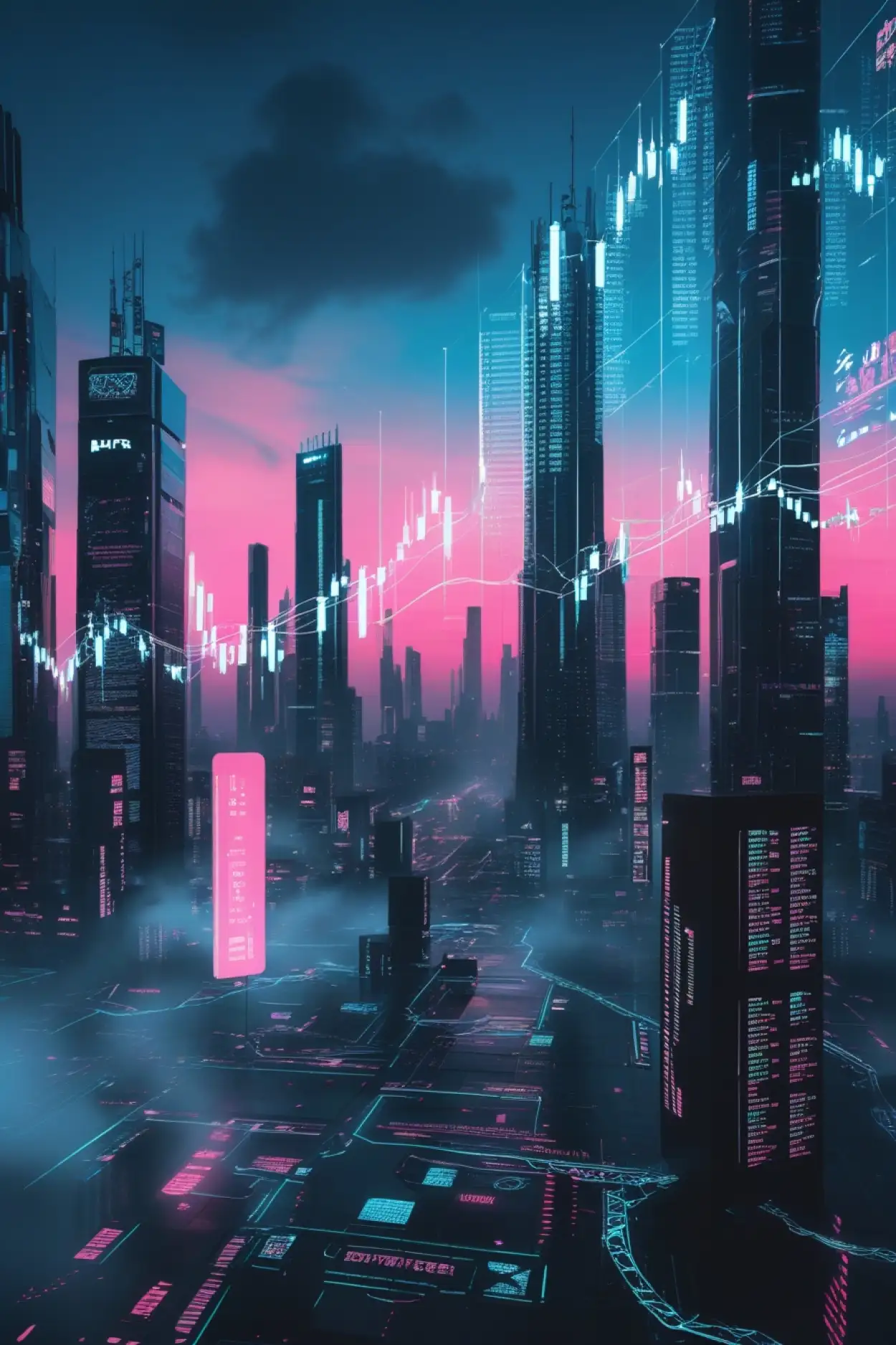 futuristic stock market background with HUD