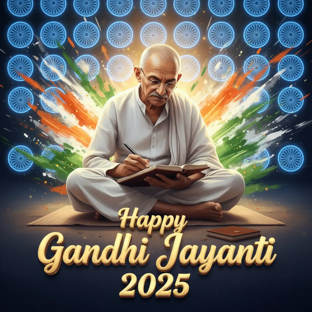 Free Download Gandhi Jayanti 2025 Poster Background HD Download - High Quality Happy Gandhi Jayanti 2025 Background