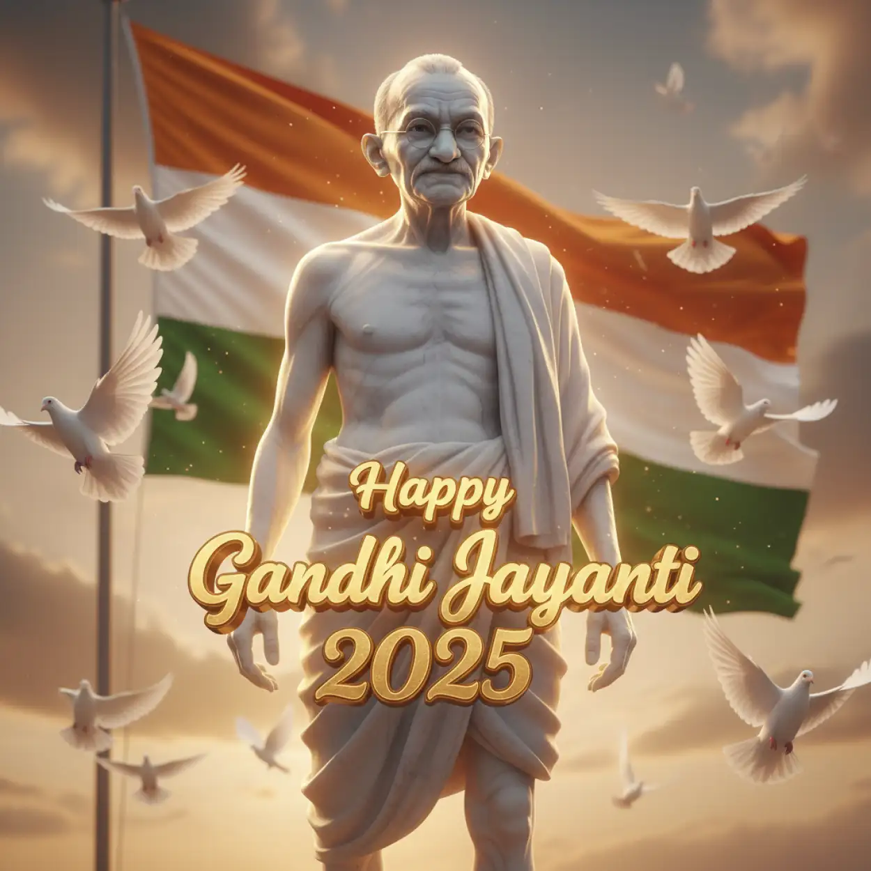 Free Download Gandhi Jayanti 2025 Posters With Mahatma Gandhi Photo - High Quality Happy Gandhi Jayanti 2025 Background
