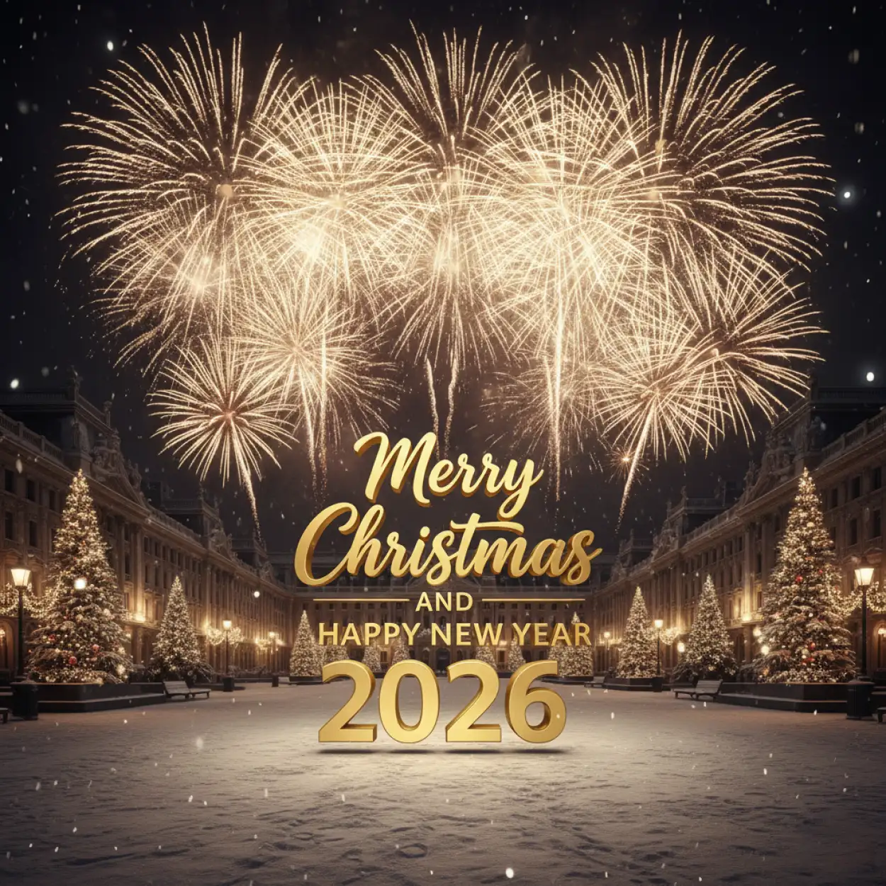 merry christmas and happy new year 2026 silver text background