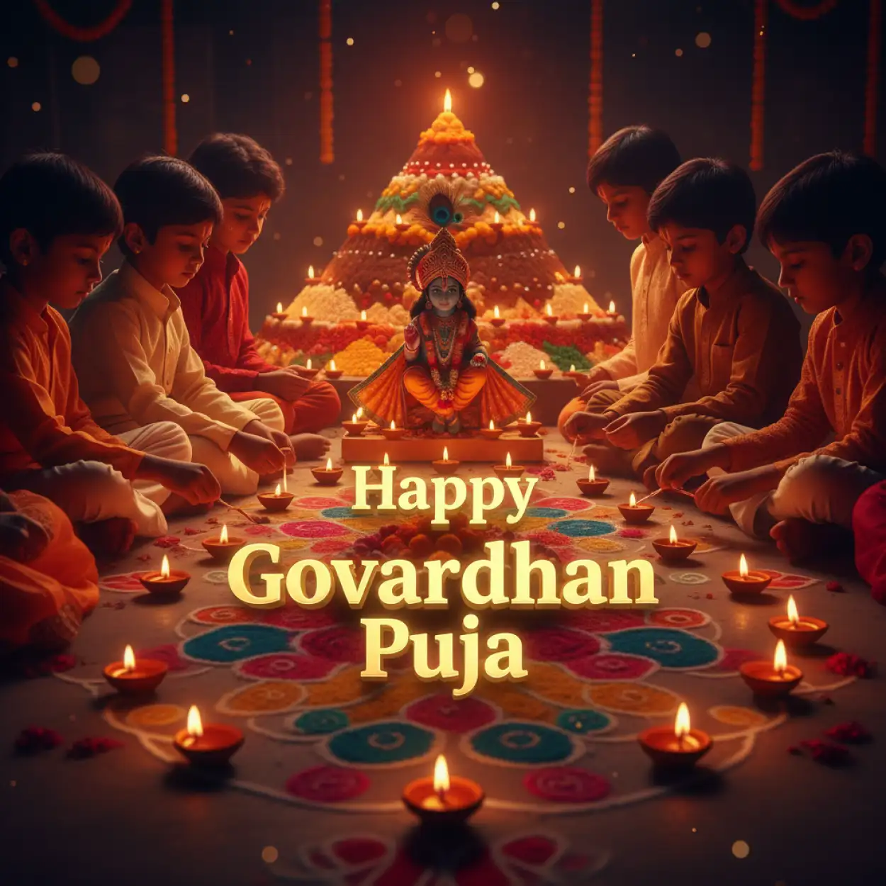 Glowing Govardhan Puja Celebration Art With Firework Lights - Royalty Free Happy Govardhan Puja Image | Pngmagic Free Download Glowing Govardhan Puja Celebration Art With Firework Lights - High Quality Happy Govardhan Puja Background