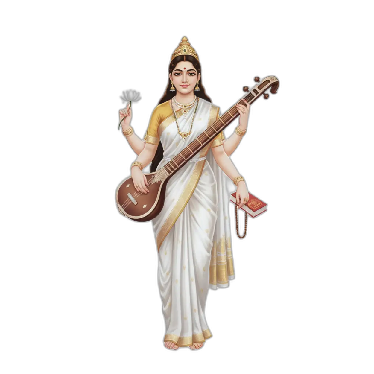goddess saraswati png realistic style for school education banner