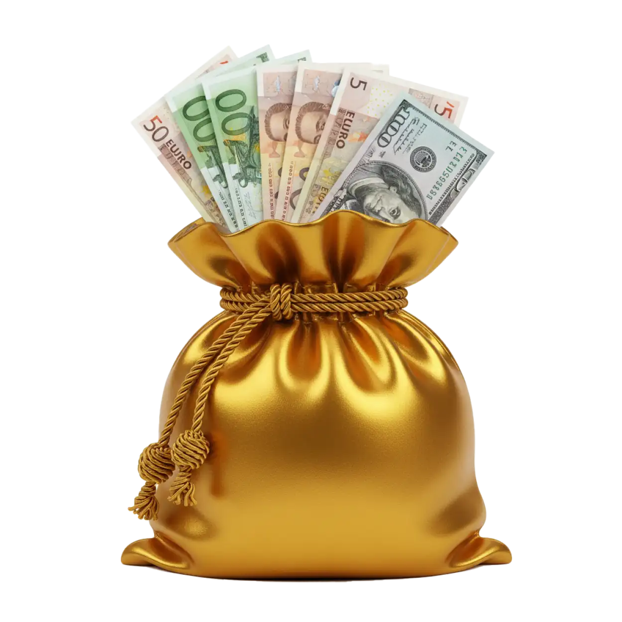 golden money bag png transparent