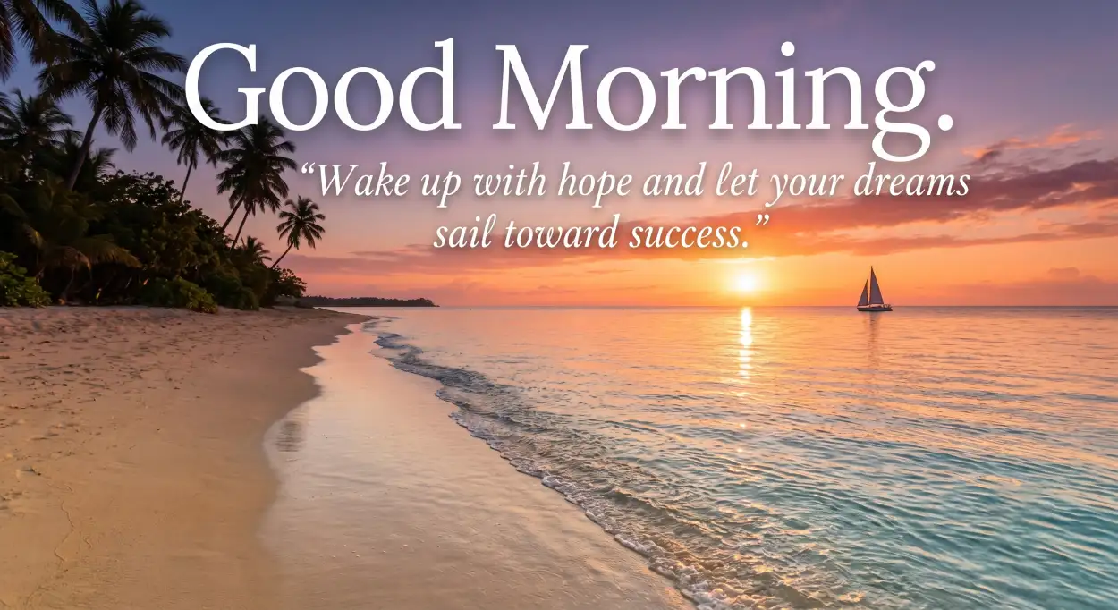 Free Download Good Morning Blessings With Beach Sunrise - High Quality Good Morning Blessings Image