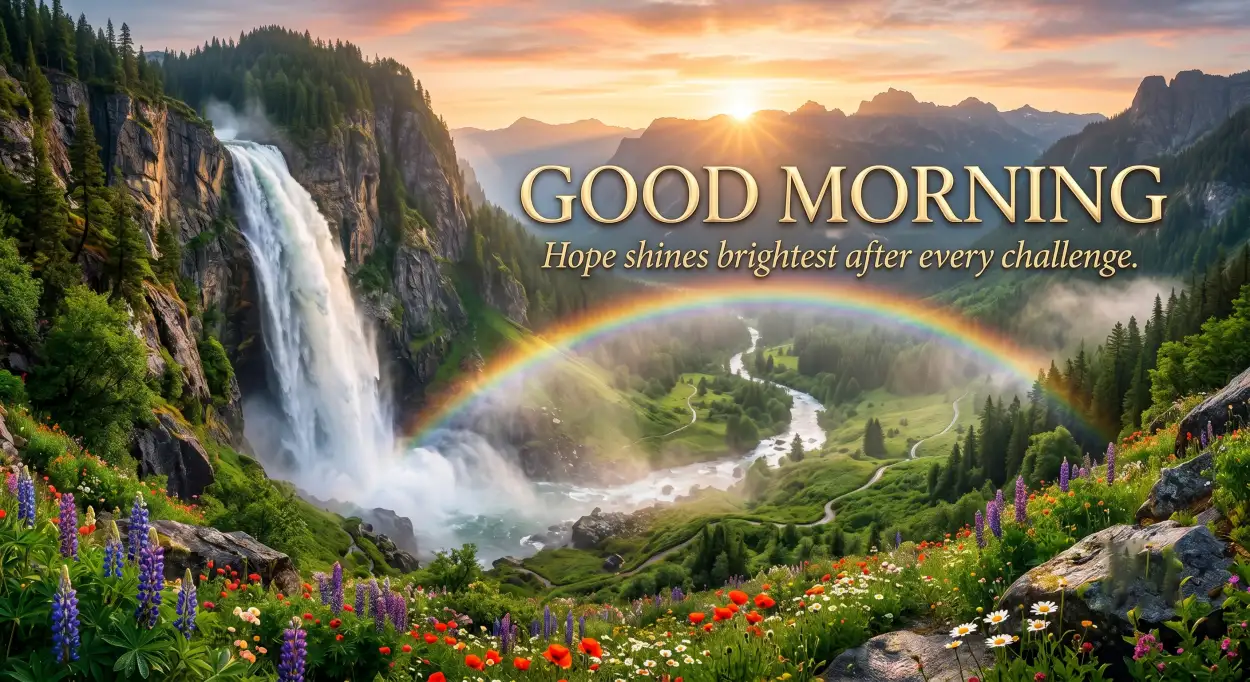 Free Download Good Morning Blessings With Rainbow - High Quality Good Morning Blessings Image