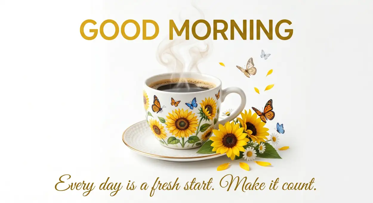 Free Download Good Morning Coffee And Daisy Flower Images - High Quality Good Morning Flowers And Coffee Image