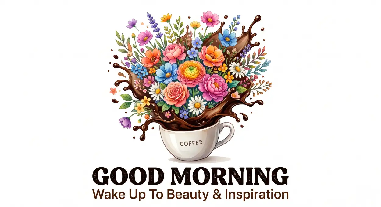 Free Download Good Morning Flowers And Coffee Vector Illustration - High Quality Good Morning Flowers And Coffee Image