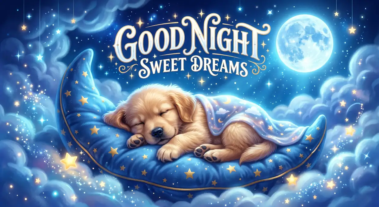 Free Download Good Night Sweet Dreams With Cute Puppy - High Quality Good Night Sweet Dreams Image